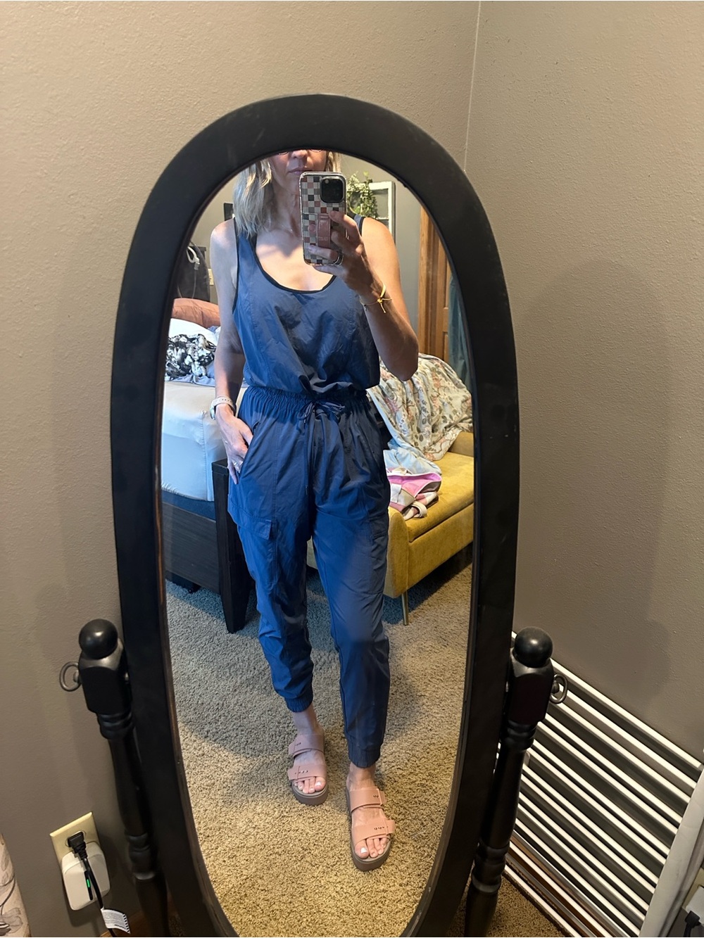 Athleta Navy Unbound Sleeveless Tank with Black Trim